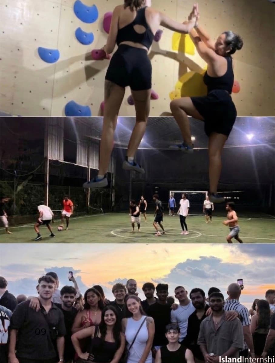 Bouldering, five-a-side football under lights, and a sunset rooftop with the whole group