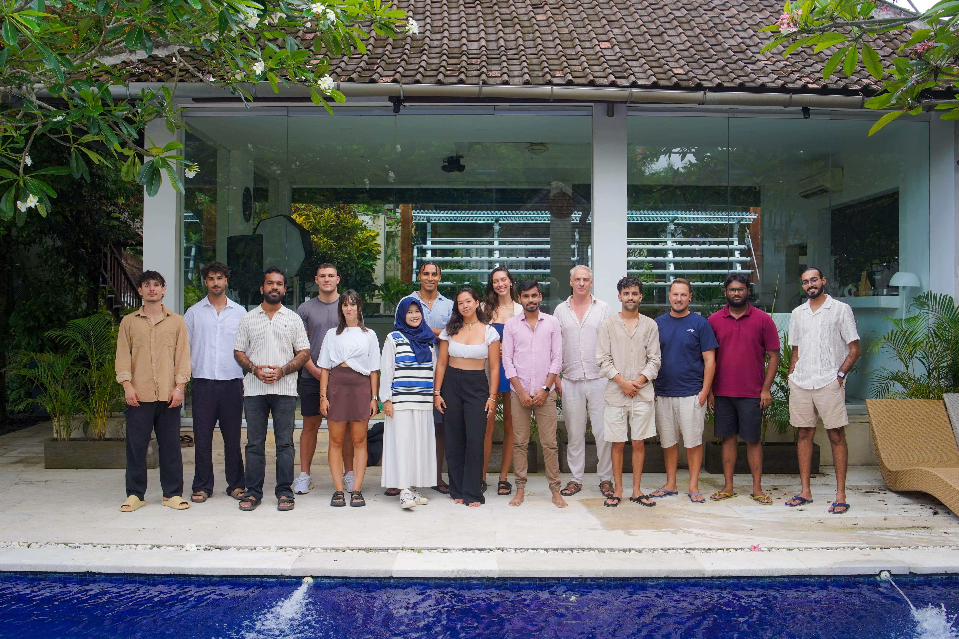 Island Internship team and interns gathered at a villa in Bali