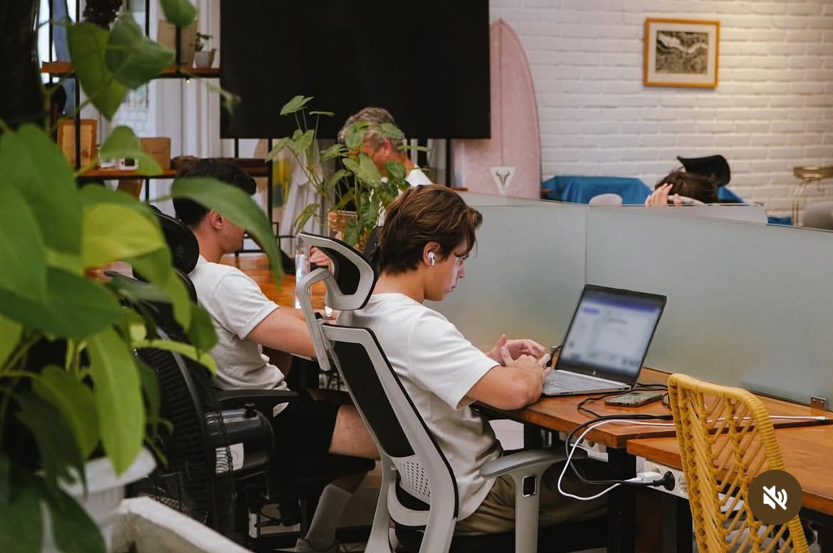 Students working from a cafe in Canggu