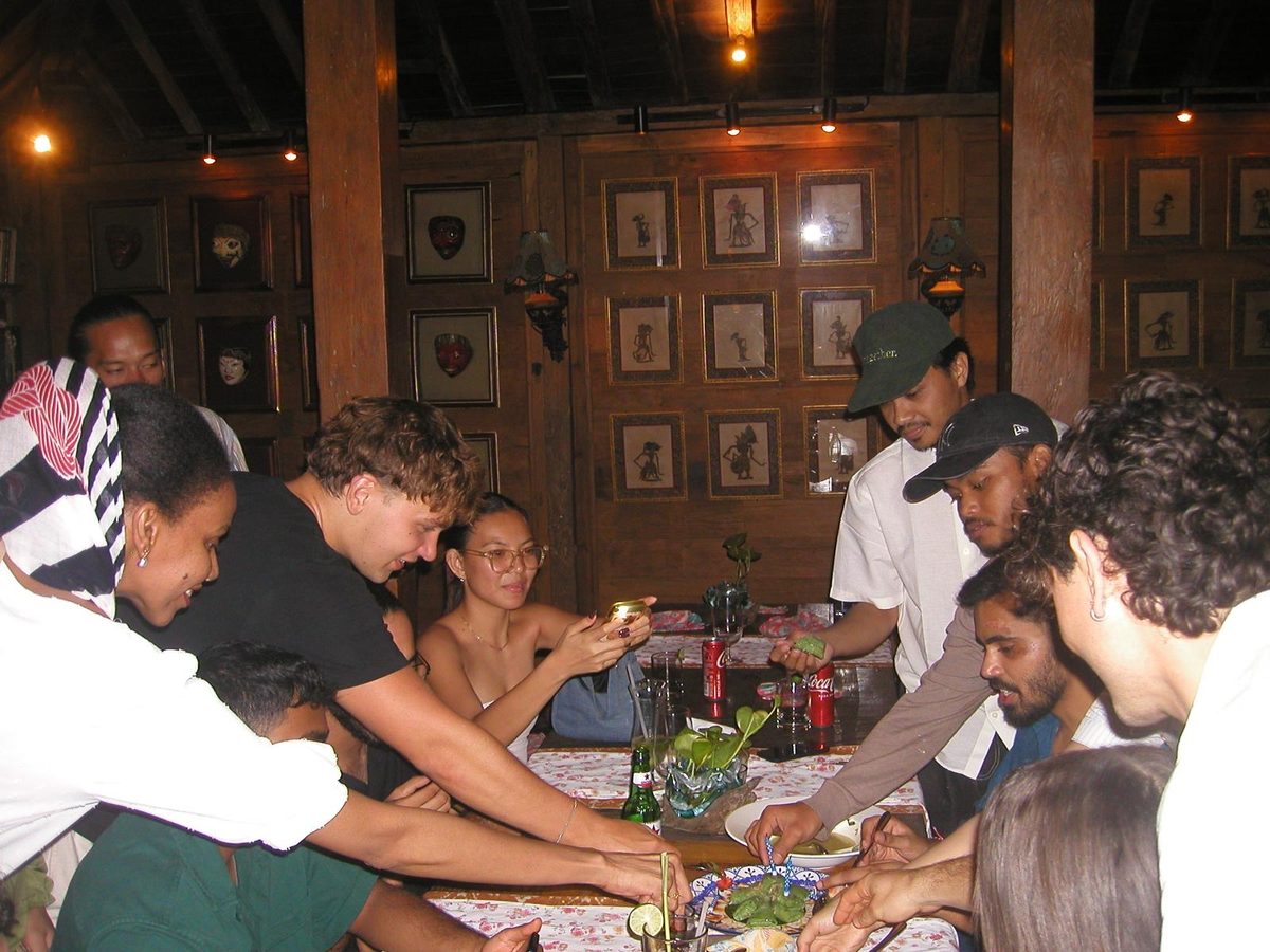 Students at a cohort dinner in Bali