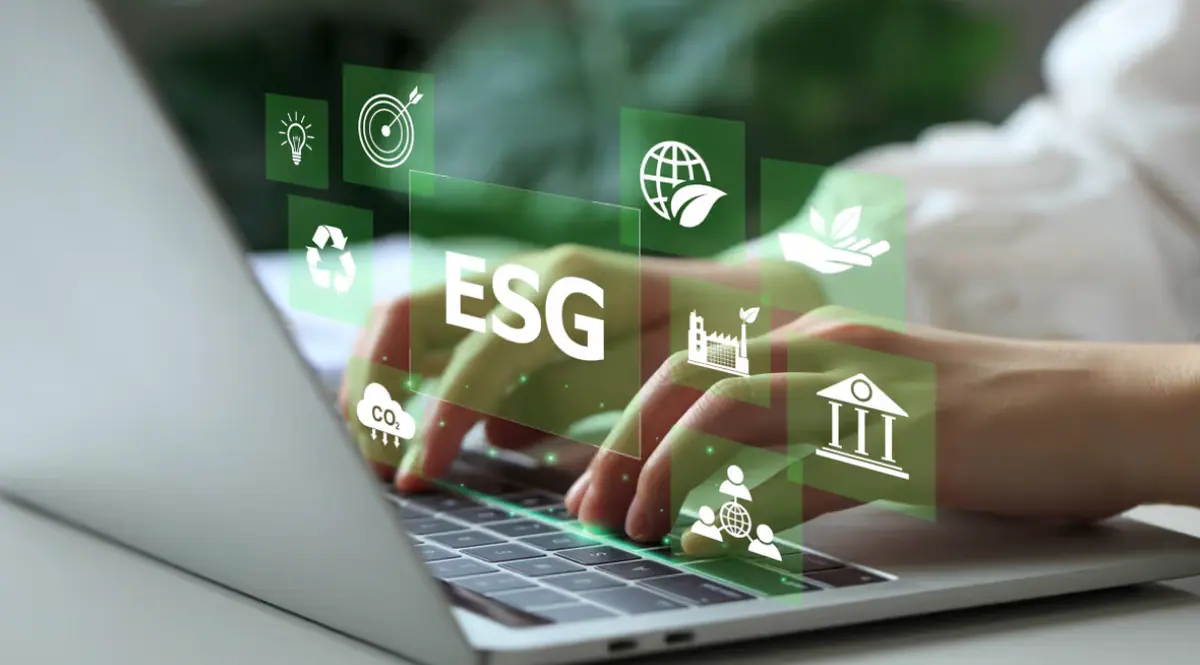 ESG indicators shown over a laptop