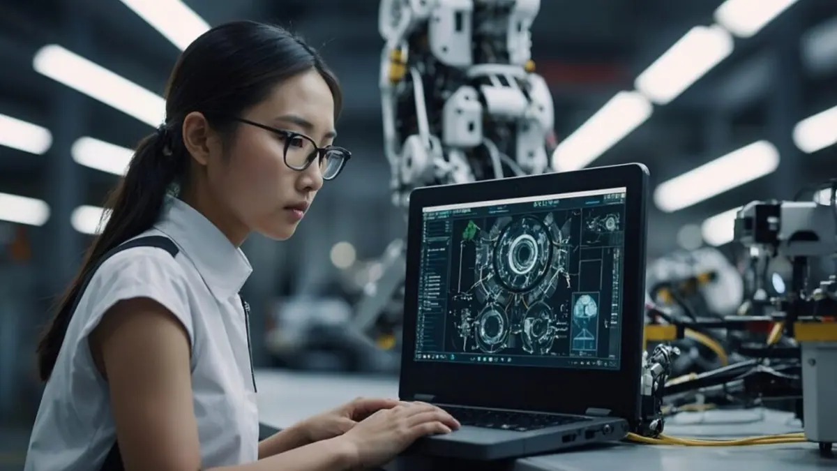 An engineer working with robotics and machine-learning tools
